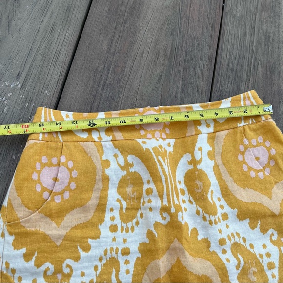 J.Crew linen skirt size 6 ikat yellow. - Picture 12 of 13